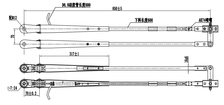 GBSG59 850mm双杆左刮臂