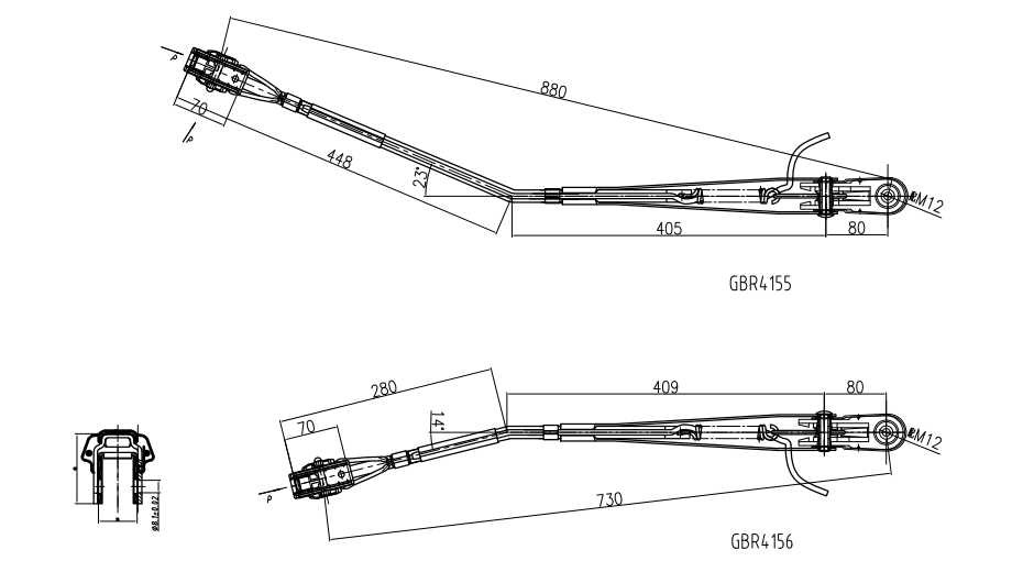 GBR4155（左）、GBR4156（右）R14-单扁杆刮臂