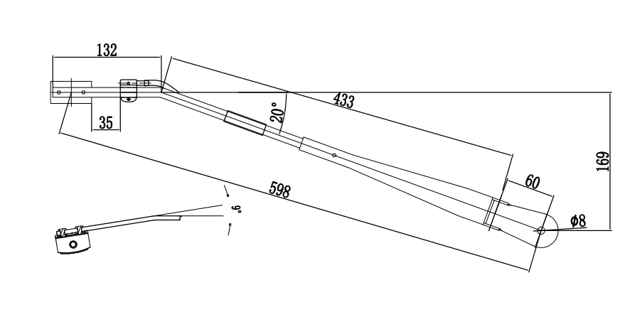 GBXX43A 600mm小型刮臂（左20°）